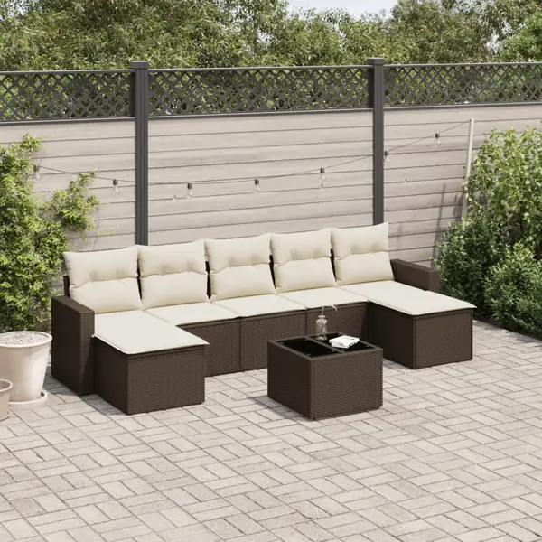 Gossi set canapele de gradina cu perne, 8 piese, maro, poliratan