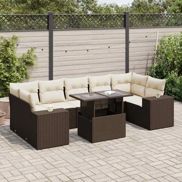 Gossi set canapele de gradina cu perne, 8 piese, maro, poliratan