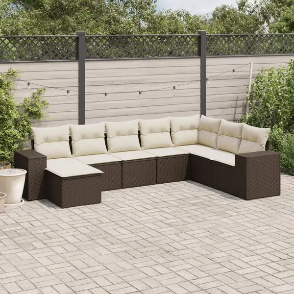 Gossi set canapele de gradina cu perne, 8 piese, maro, poliratan