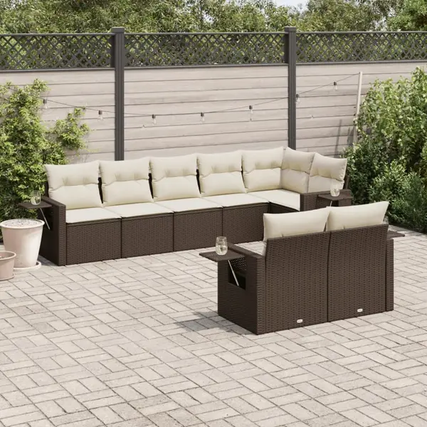 Gossi set canapele de gradina cu perne, 8 piese, maro, poliratan