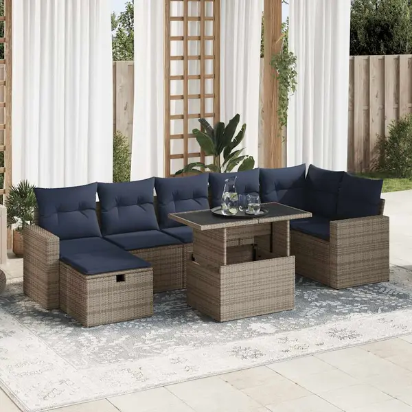 Gossi set canapele de gradina cu perne, 8 piese, maro, poliratan