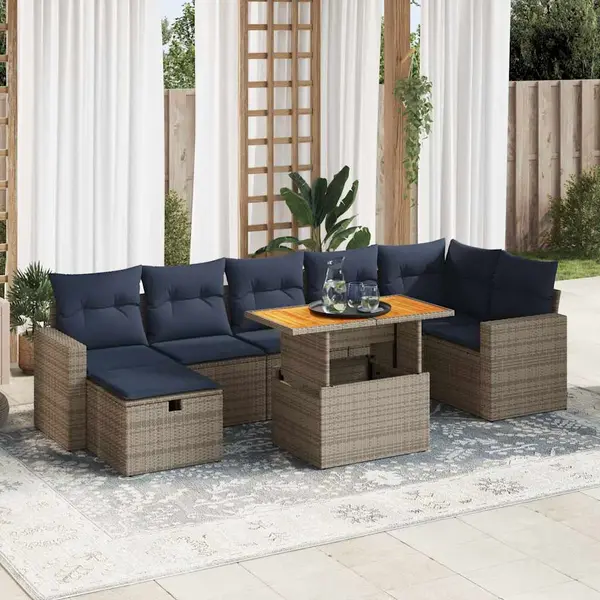 Gossi set canapele de gradina cu perne, 8 piese, maro, poliratan