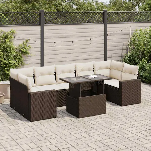 Gossi set canapele de gradina cu perne, 8 piese, maro, poliratan