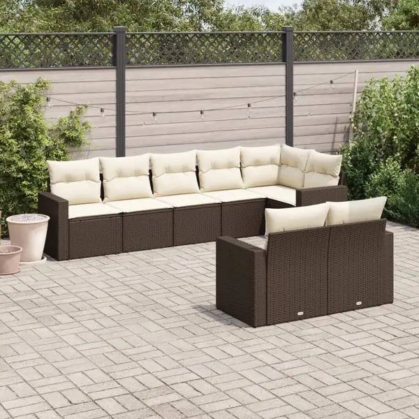 Gossi set canapele de gradina cu perne, 8 piese, maro, poliratan