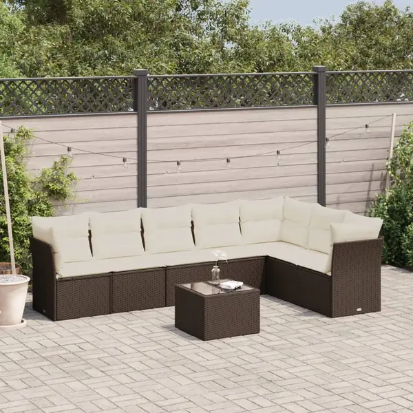 Gossi set canapele de gradina cu perne, 8 piese, maro, poliratan