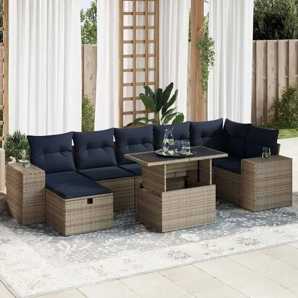 Gossi set canapele de gradina cu perne, 8 piese, maro, poliratan