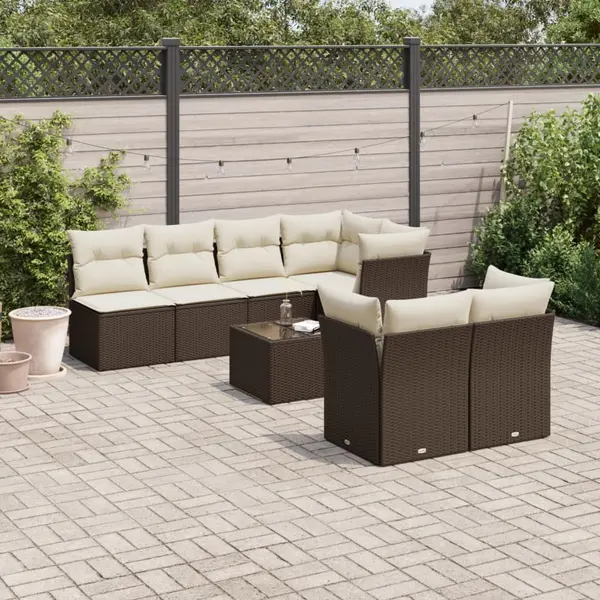 Gossi set canapele de gradina cu perne, 8 piese, maro, poliratan