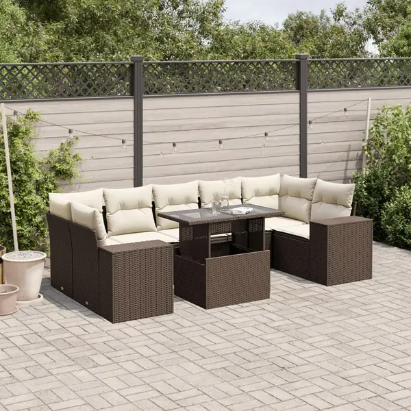 Gossi set canapele de gradina cu perne, 8 piese, maro, poliratan