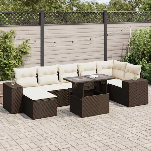 Gossi set canapele de gradina cu perne, 8 piese, maro, poliratan