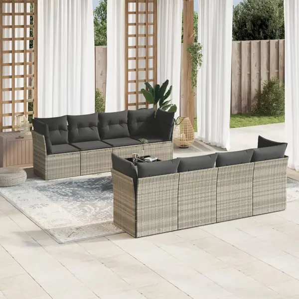 Gossi set canapele de gradina cu perne, 9 piese gri deschis poliratan