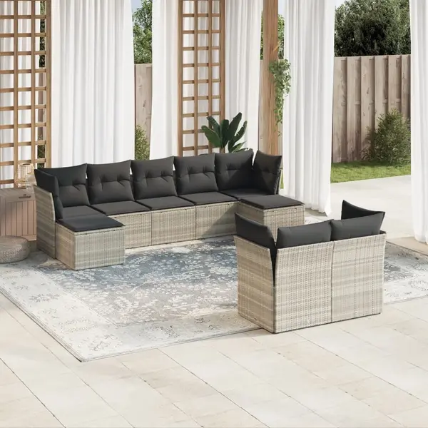 Gossi set canapele de gradina cu perne, 9 piese gri deschis poliratan