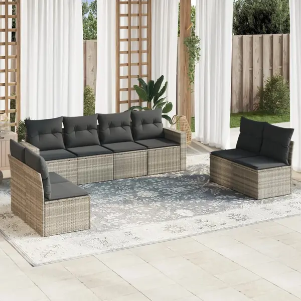 Gossi set canapele de gradina cu perne, 9 piese gri deschis poliratan