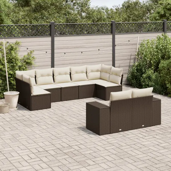 Gossi set canapele de gradina cu perne, 9 piese, maro, poliratan