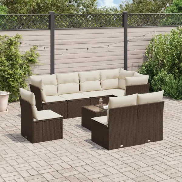 Gossi set canapele de gradina cu perne, 9 piese, maro, poliratan