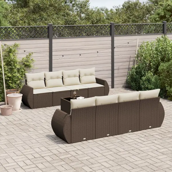 Gossi set canapele de gradina cu perne, 9 piese, maro, poliratan