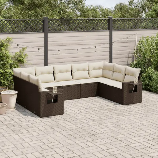 Gossi set canapele de gradina cu perne, 9 piese, maro, poliratan