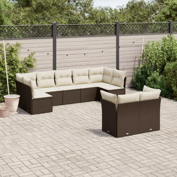 Gossi set canapele de gradina cu perne, 9 piese, maro, poliratan