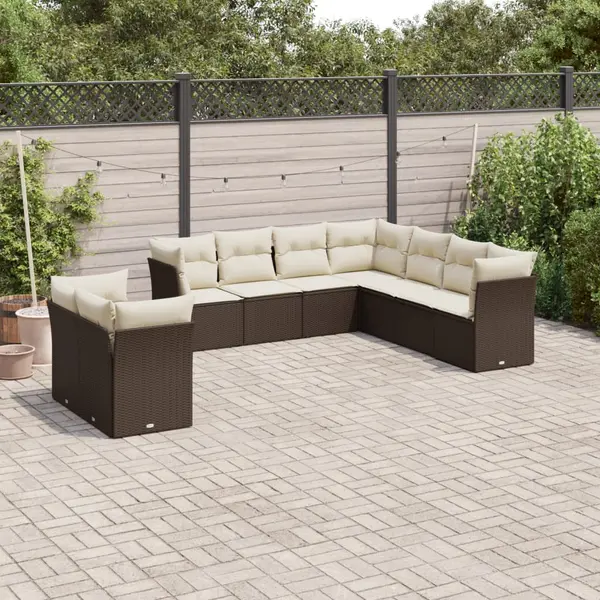 Gossi set canapele de gradina cu perne, 9 piese, maro, poliratan
