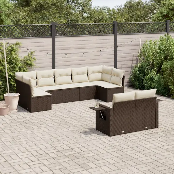 Gossi set canapele de gradina cu perne, 9 piese, maro, poliratan