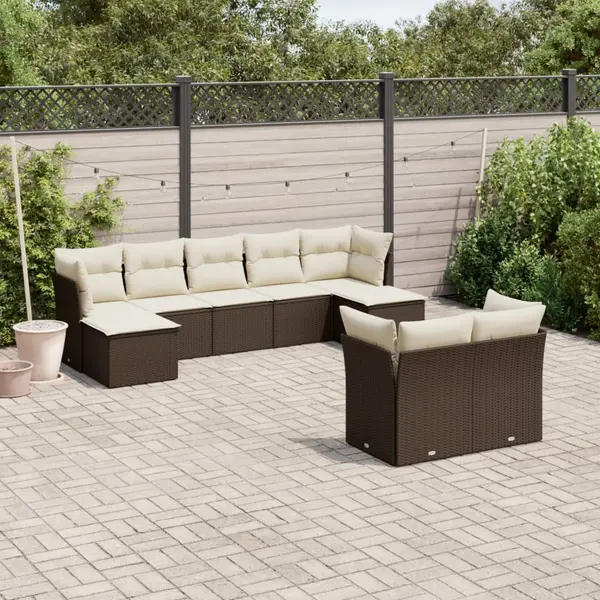 Gossi set canapele de gradina cu perne, 9 piese, maro, poliratan