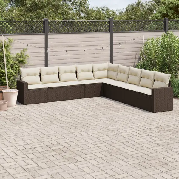 Gossi set canapele de gradina cu perne, 9 piese, maro, poliratan