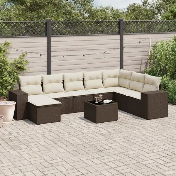 Gossi set canapele de gradina cu perne, 9 piese, maro, poliratan