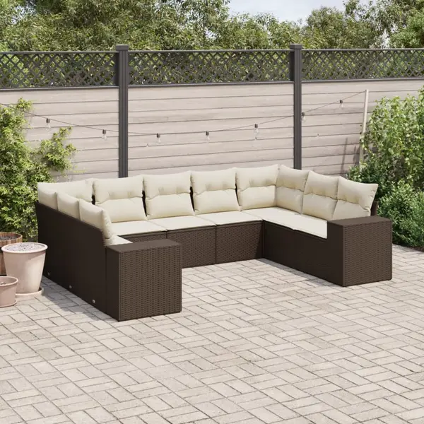 Gossi set canapele de gradina cu perne, 9 piese, maro, poliratan