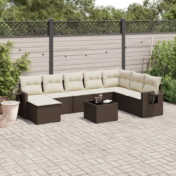 Gossi set canapele de gradina cu perne, 9 piese, maro, poliratan