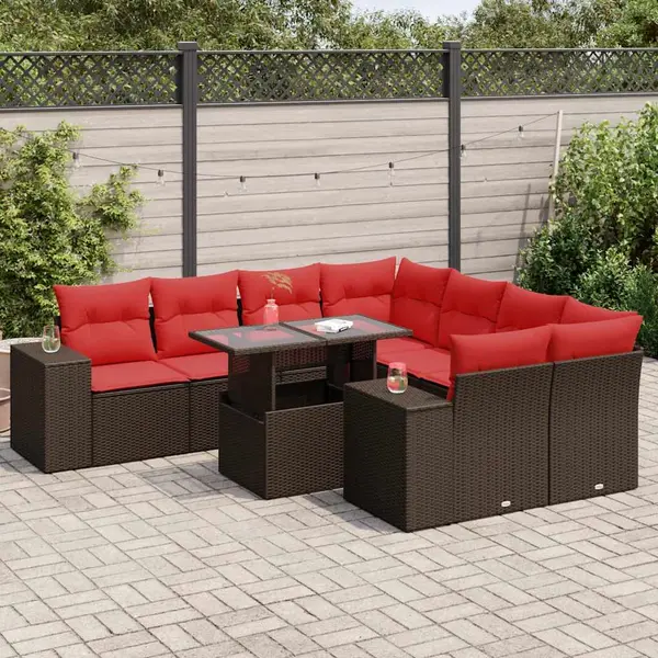 Gossi set canapele de gradina cu perne, 9 piese, maro, poliratan