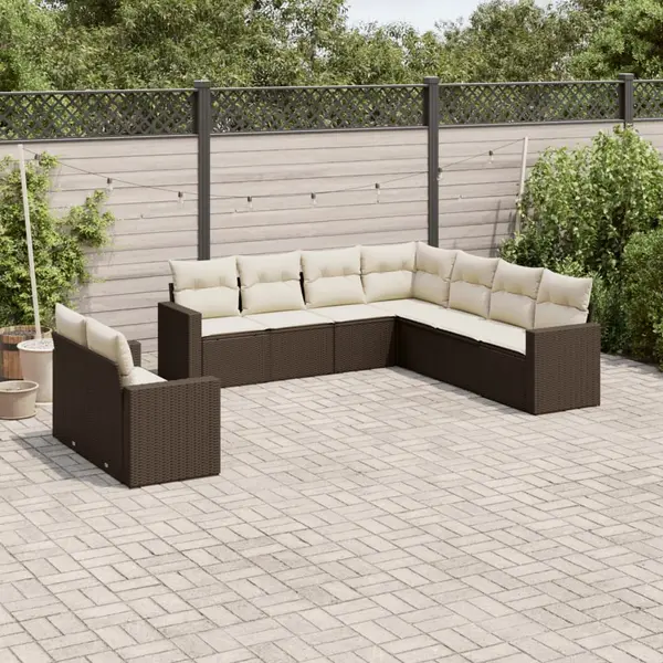 Gossi set canapele de gradina cu perne, 9 piese, maro, poliratan
