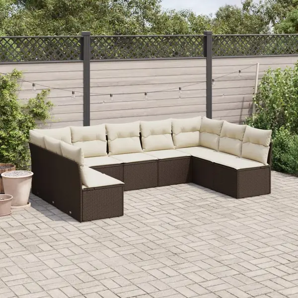 Gossi set canapele de gradina cu perne, 9 piese, maro, poliratan