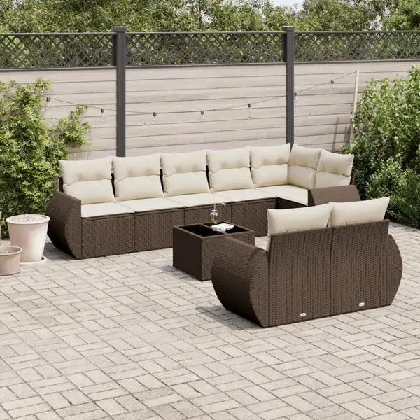 Gossi set canapele de gradina cu perne, 9 piese, maro, poliratan