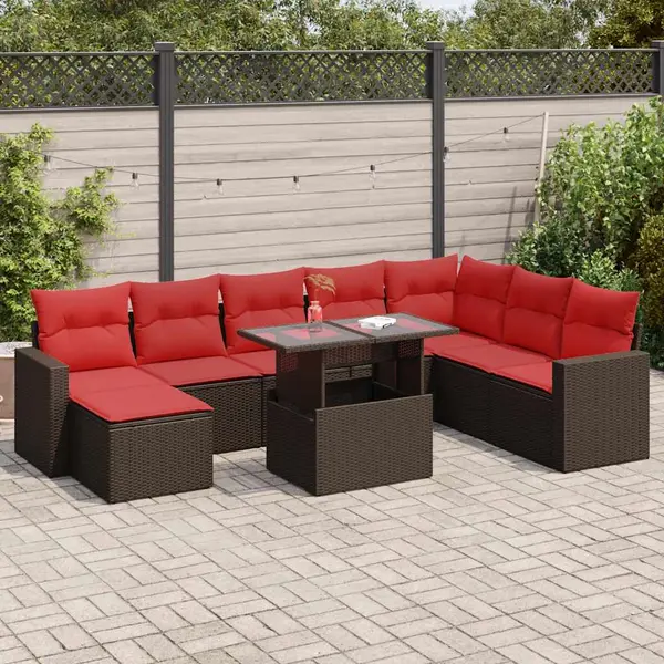 Gossi set canapele de gradina cu perne, 9 piese, maro, poliratan