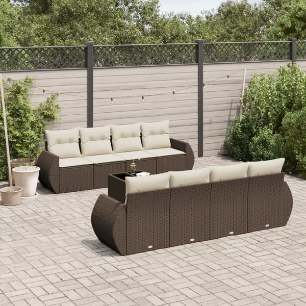 Gossi set canapele de gradina cu perne, 9 piese, maro, poliratan
