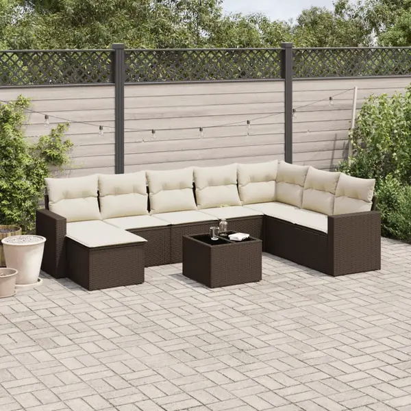 Gossi set canapele de gradina cu perne, 9 piese, maro, poliratan