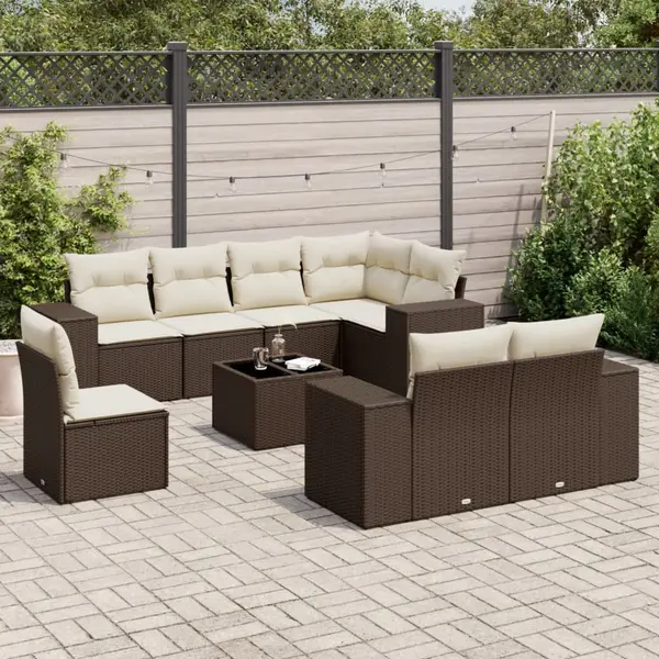 Gossi set canapele de gradina cu perne, 9 piese, maro, poliratan