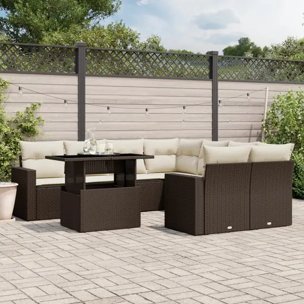 Gossi set canapele de gradina cu perne, 9 piese, maro, poliratan