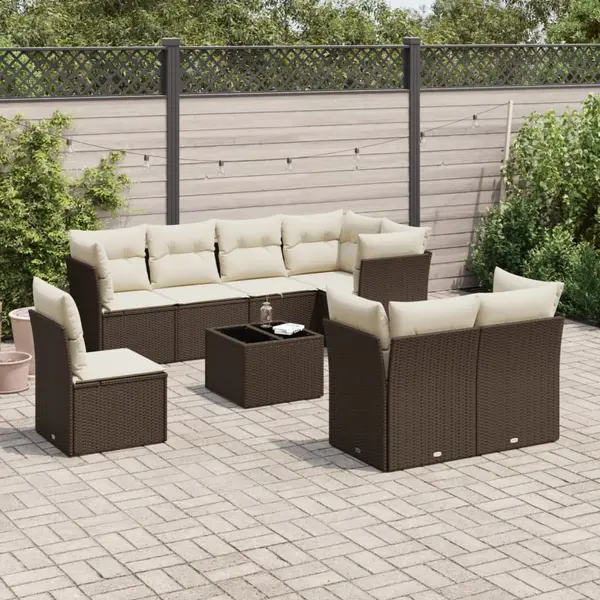 Gossi set canapele de gradina cu perne, 9 piese, maro, poliratan