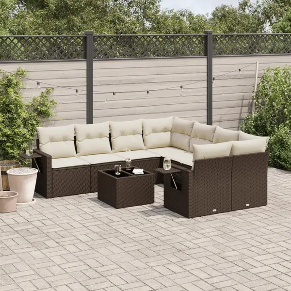 Gossi set canapele de gradina cu perne, 9 piese, maro, poliratan