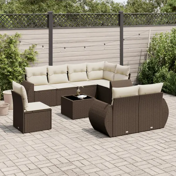 Gossi set canapele de gradina cu perne, 9 piese, maro, poliratan