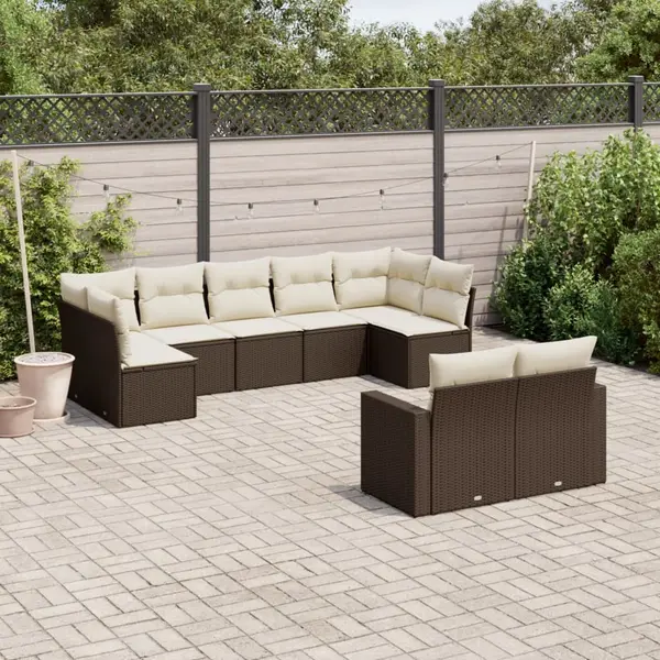 Gossi set canapele de gradina cu perne, 9 piese, maro, poliratan