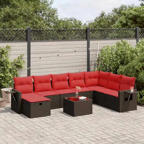 Gossi set canapele de gradina cu perne, 9 piese, maro, poliratan