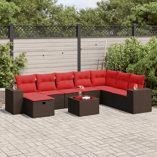 Gossi set canapele de gradina cu perne, 9 piese, maro, poliratan