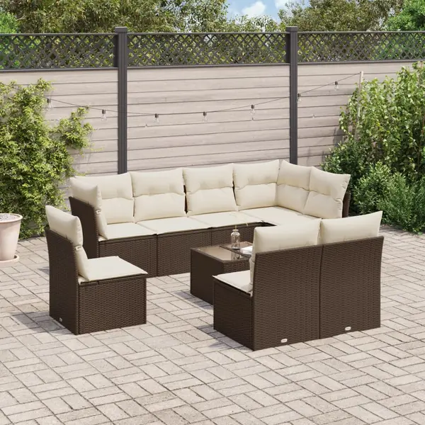Gossi set canapele de gradina cu perne, 9 piese, maro, poliratan