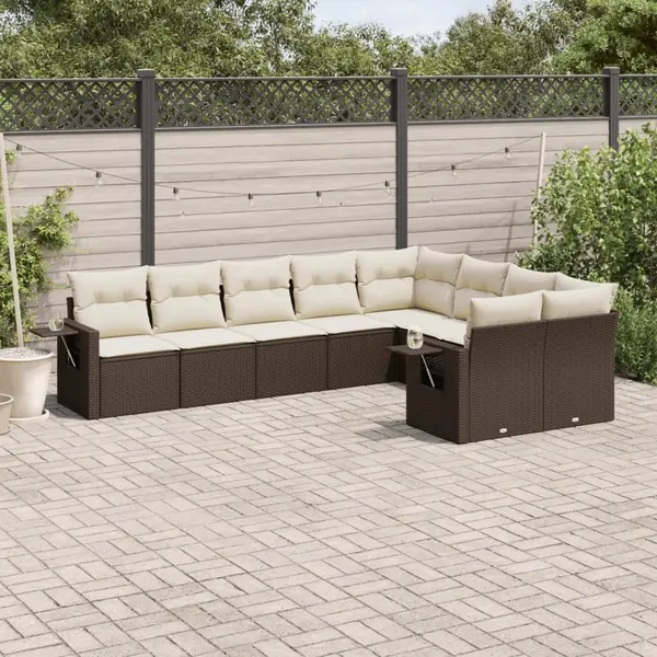 Gossi set canapele de gradina cu perne, 9 piese, maro, poliratan