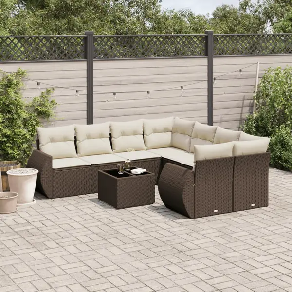 Gossi set canapele de gradina cu perne, 9 piese, maro, poliratan