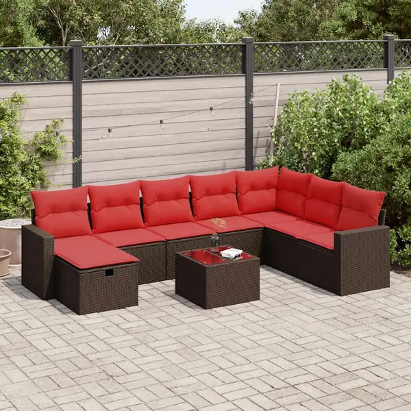 Gossi set canapele de gradina cu perne, 9 piese, maro, poliratan