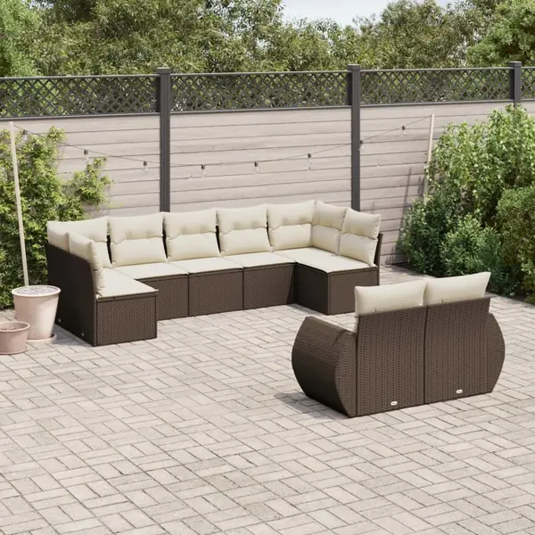 Gossi set canapele de gradina cu perne, 9 piese, maro, poliratan