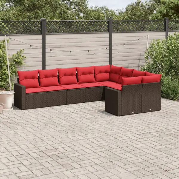 Gossi set canapele de gradina cu perne, 9 piese, maro, poliratan