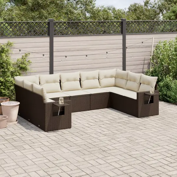 Gossi set canapele de gradina cu perne, 9 piese, maro, poliratan